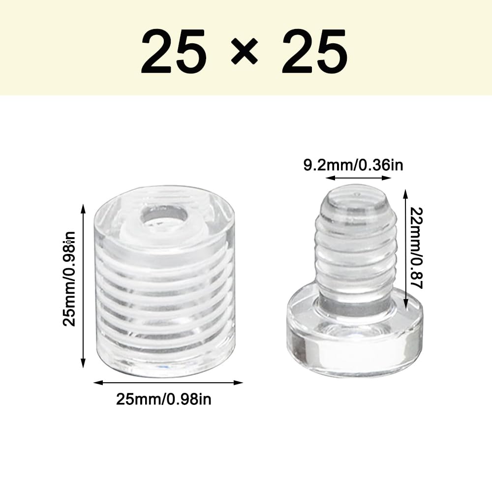 Paquete de 16 separadores de señal de acrílico transparente, tornillos de montaje de señal de 25 x 25 mm, soportes de paneles de publicidad montados en la pared para marcos de imágenes, pósters