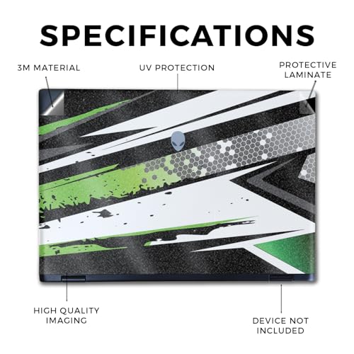 Image of Glossy Glitter Laptop Skin Compatible with Alienware M16 R2 (2024) - Grunge Green - Premium 3M Vinyl Protective Wrap Decal Cover - Easy to Apply | Crafted in The USA by MightySkins