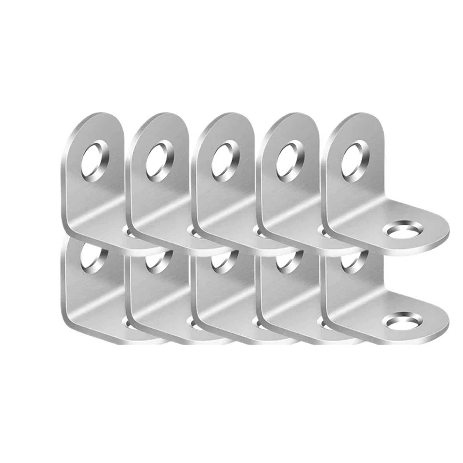 Escuadra de acero inoxidable， Soportes de esquina en forma de L Soporte de esquina de acero inoxidable Soporte de pared Colgador for muebles de madera Marco de cama Soporte de esquina de gabinete(10PC