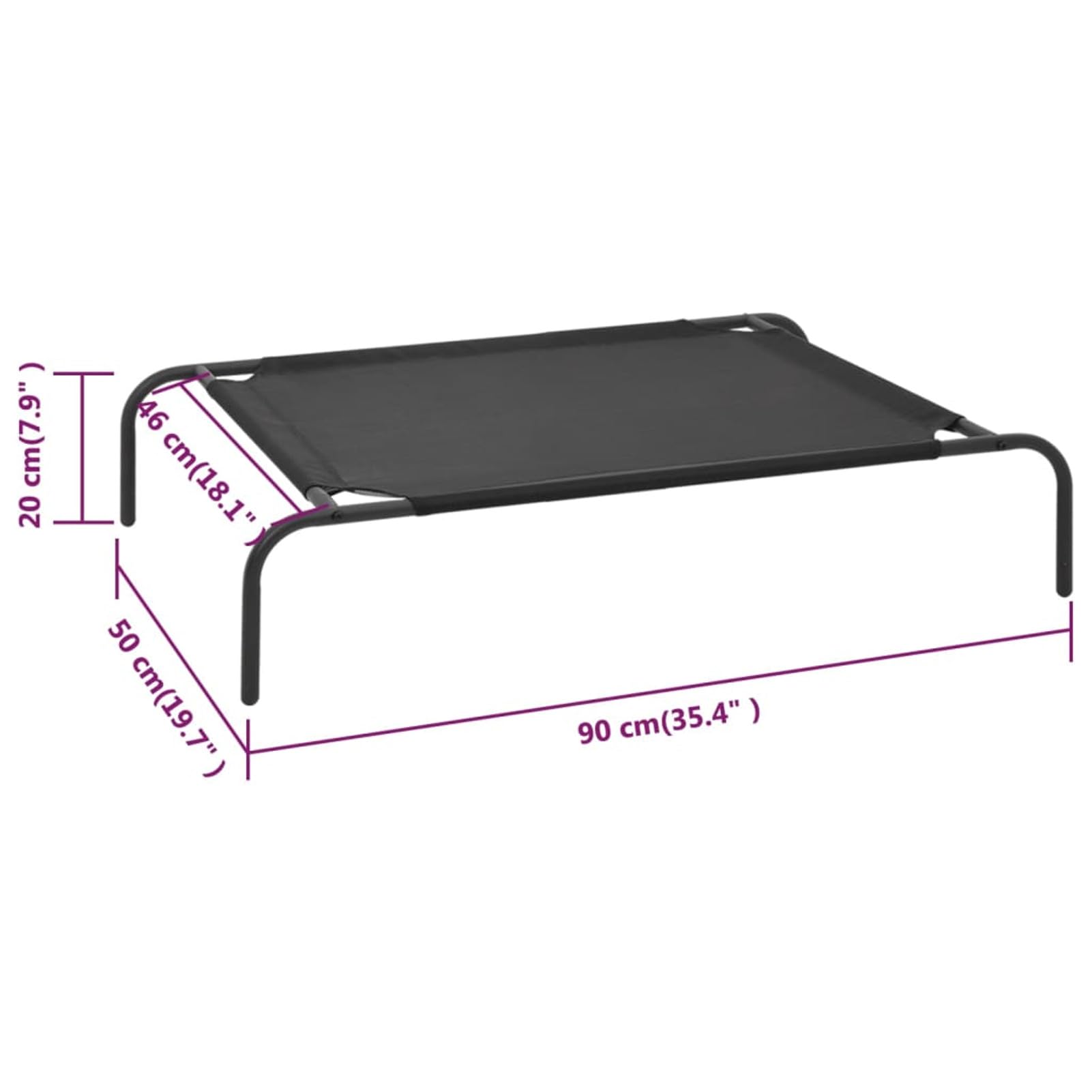 ARKEM Cama de Perro elevada Negra textilene S Gatos Transpirable Cama Mascotas para Dormir Relajar con Marco de Acero para Interiores Exterior
