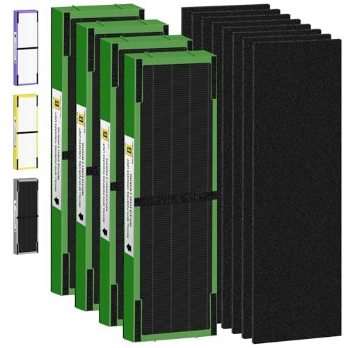 Image of FLT4825VO HEPA Toxin Absorber Filter B Replacement Compatible with G-Guardian Air Purifiers AC4825 AC4825E AC4825W AC4300 AC4800 AC4900 AC4850,4 H13 True HEPA Filters+8 Carbon Pre-Filters