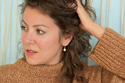 18K Gold Plated Pearl Hoop Earrings Small Huggie Hoop Earrings | Pearl Gold Earrings | Everyday Dainty Hoops | Bridesmaid Gift Jewelry4