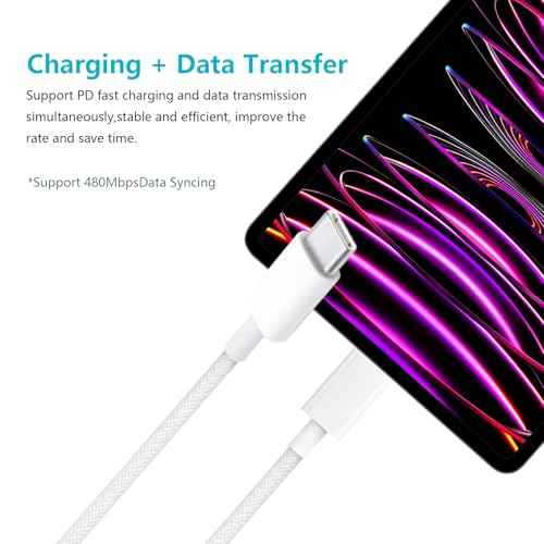 Image of Compatible Car Carplay Cable for Apple 60W USB-C Woven Charger Charging Cord for iPhone 16 15 iPhone 15 Pro Max 15 Plus,AirPods 4, AirPods Pro 2nd,iPad 10th iPad Pro iPad Air USB A to USB C Cable Wire