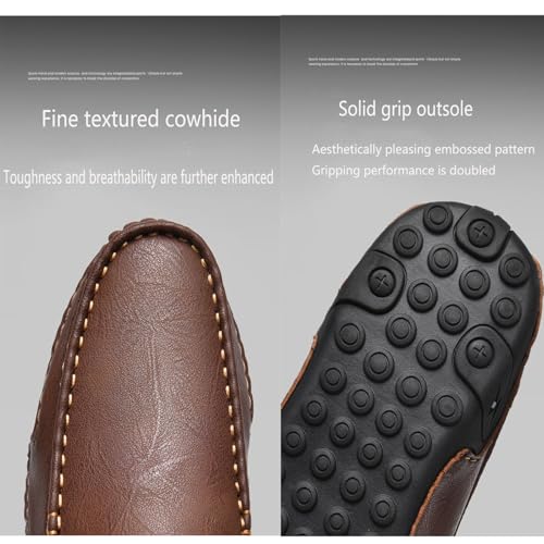 Men's Classic Business Leather Hand Stitched Flat Loafers Outdoor Comfortable Non-Slip Lightweight Driving Casual Shoes2