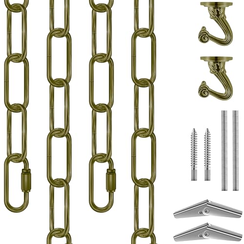 Image of 12 Ft Heavy Duty Hanging Chain Kit (Bronze) | with Connection Locks & Swag Ceiling Hooks for Lighting Fixture, Pendant, Lantern, Swag Lamp, Plant Basket, Bird Feeder