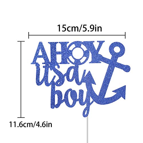 Ahoy It's A Boy Cake Topper, Nautical Gender Reveal Baby Shower Party Decorations,Hello Baby Sign #TOP1
