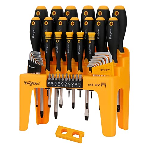 Yf Youngfultool 45Pcs Magnetic Screwdriver Set With Plastic Racking Hex Key Allen Wrench Precision Screwdrivers Flat Phillip Pozi Torx Screwdrivers Magnetic Screwdriver Handle Diy Tools Men Tools #TOP12