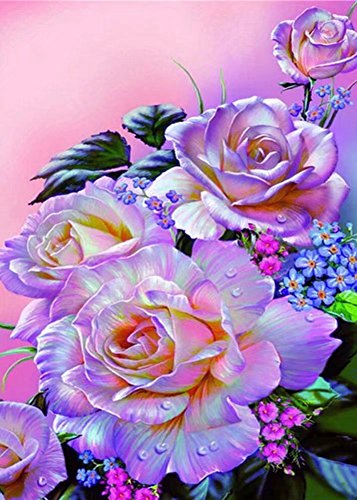 ESOOR 5D DIY Diamante Pintura, punto de Cruz DIY Diamante Kits de Pintura Artes Multicolor Flor 12X16 Pulgadas