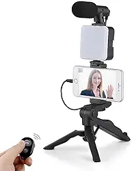 ClipPro™ Ring Light de Mesa Gravação Celular 5 em 1 com Tripé, Microfone| Kit Iluminação Luz de Led - Vídeos e Fotos PRO