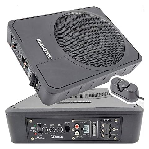 AUDIOTEK 10 Inches 1000 Watts Peak Power / 500 Watts RMS Slim Under-Seat Active Power Audio Car/Truck Angle Trunk Box Sub-woofer SUB/Supply Voltage: 11-15V DC Cover