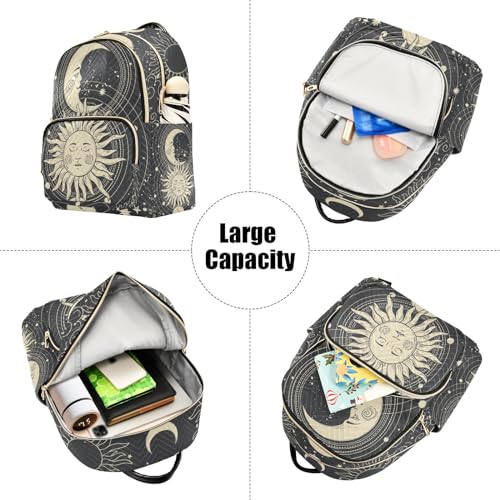 Image of Boho Tarot Moon Quilted Backpack Purse for Women Fashion Small Backpack S | Shoulder Bag Travel Casual Daypack