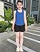 Hvididan Girls Tank Tops Sleeveless Crewneck Racerback Crop Tops Size 10-12 for Girls Kids Athletic Tank Top for Dance Yoga Gym Sparkle Blue