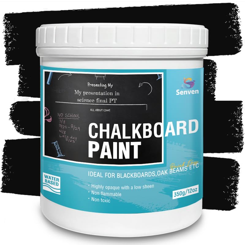 Chalkboard Paint Black Chalk Board Paint for Wood, Metal, Glass, Wall, Plaster Boards Sign, Frame,...