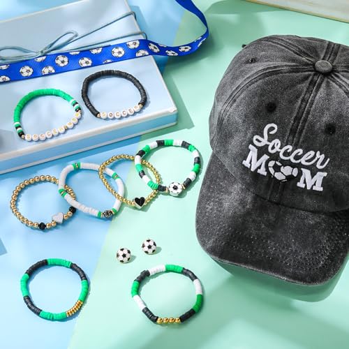 10 Pcs Baseball/Soccer Mom Accessories, Mom Hat with 8 Pcs Stackable Beaded Stretch Bracelets and Earrings for Women Gift2