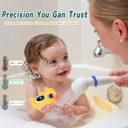 Image of Baby Bathtub Thermometer with LED Display Screen+Cute Duck toy-2-in-1 | Color Coded Alarm (Cold /Comfortable /hot) Bath Temperature Monitor, Adorable Floating Toys for Infants, Essential for Babies