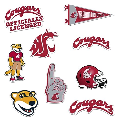 Image of Washington State University 8ct Vinyl Large Deluxe Stickers Variety Pack - Laptop, Water Bottle, Scrapbooking, Tablet, Skateboard, Indoor /Outdoor - Set of 8