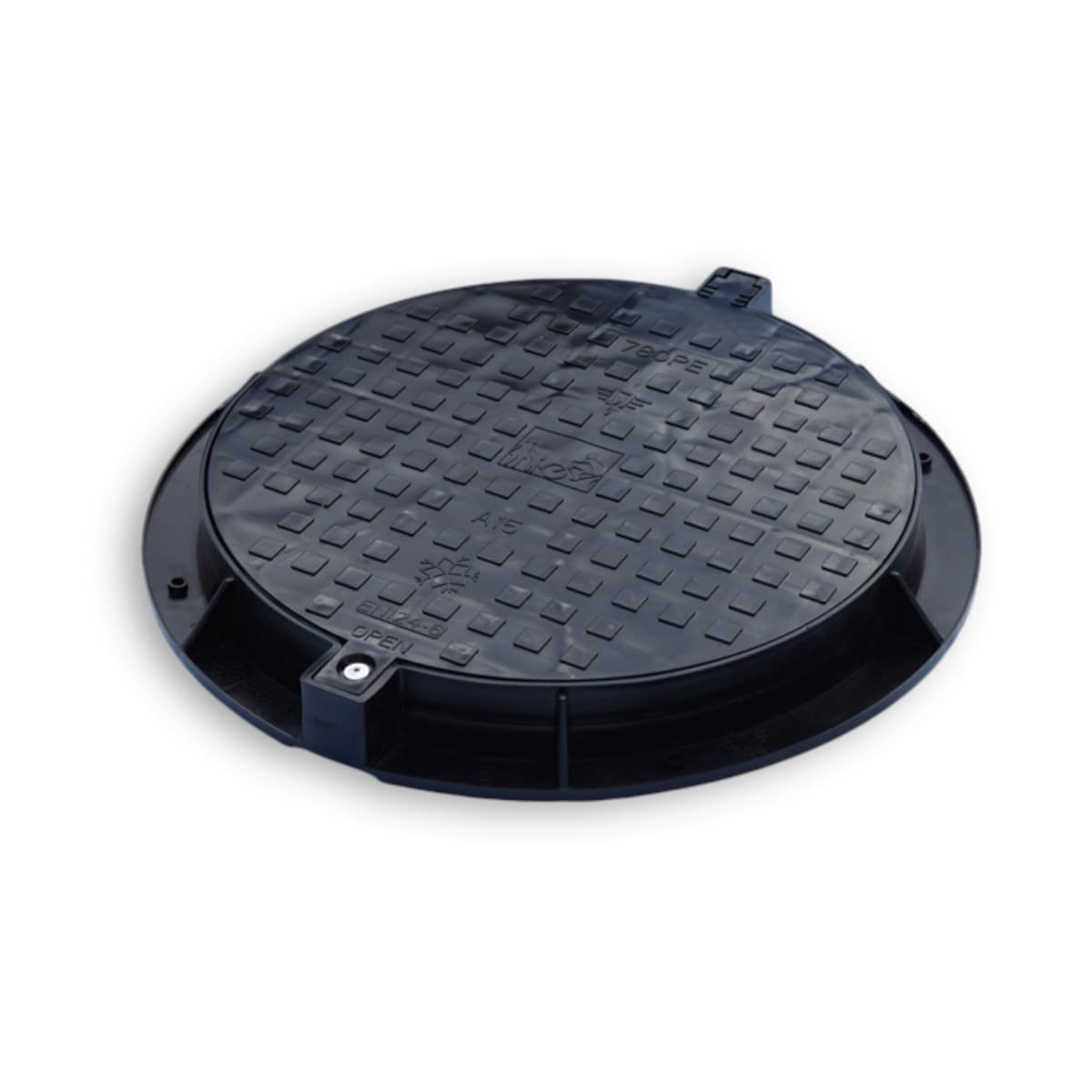 Varile Kunststoff-Schachtabdeckung 780mm DN600 – Werkzeuglos abnehmbar, Antirutsch-Oberfläche, Kindersicherung, bis 1,5t belastbar, -20 °C geeignet (Schwarz)