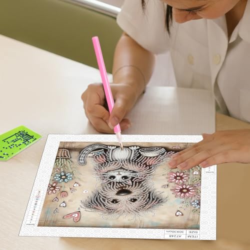 Image of AiYuanzsh 5D Special Shape Diamond Art Kits for Beginners, Diamond Art Painting Kits for Adults, Crystal Rhinestones Diamond Art Painting for Home Wall Decoration Gift 12x12 inch, Cat and Dog