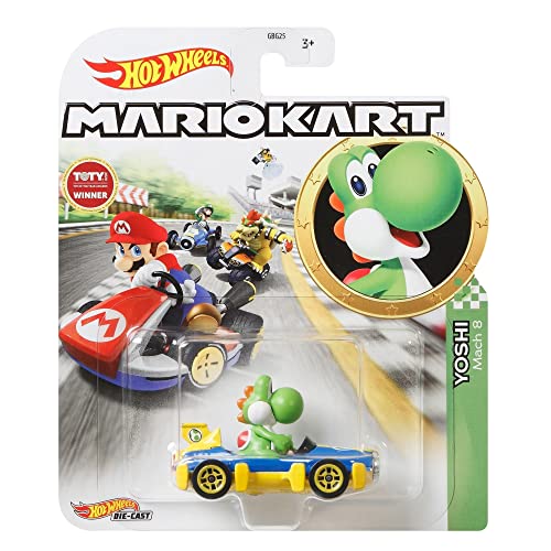 Hot Wheels Mario Kart Yoshi con Mach 8 Racer miniatura 4