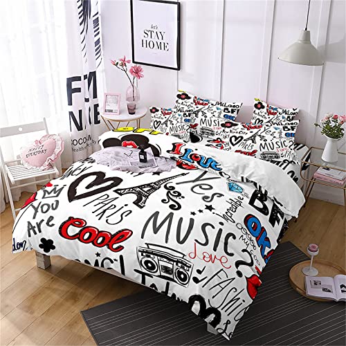 Juego de Ropa de Cama Rosa Blanco para Mujer