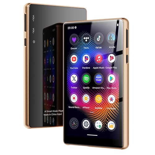 128GB MP3 Player with Bluetooth and WiFi，Music Video Player with Spotify Pandora,Amazon Music, 5' Touch Screen Android MP4 MP3 Player for Kids with Audible, YouTube, Spotify Kids,up to 256GB (Gold)