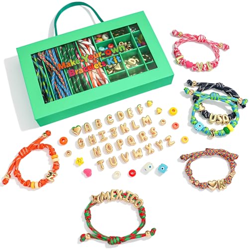 Image of MYCUTEY Initial Bracelet Making Kit - DIY Friendship Bracelet Kit with Bubble Letter,Pony Beads,Woven Ropes & Charms,Custom Beaded Bracelets Making Supplies,Jewelry Making Kit,Personalized Craft Gifts