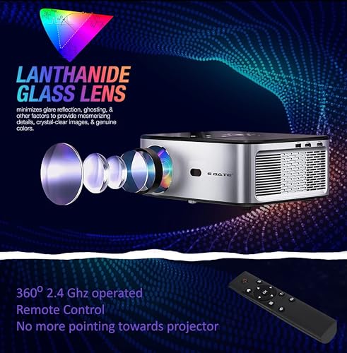 Image of EGate O9 Pro-Zen, Full HD 1080p Projector (Upgraded), 12000 L, 4K Support, Android | 2GB RAM-16GB ROM | ARC HDMI | Auto (Focus + Keystone + Screen Fit + Obstacle Shift), Dolby, WIF+BT (EO9025, Black)