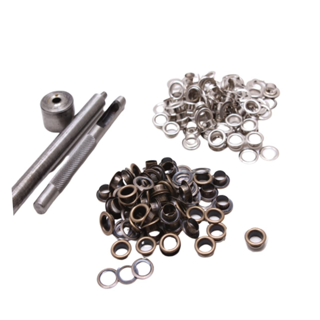 NUOBESTY 300sets Grommet Ottone Con Strumenti Kit Di Occhielli Colorati Per Abbigliamento Scarpe e Progetti Creativi Argento Antico