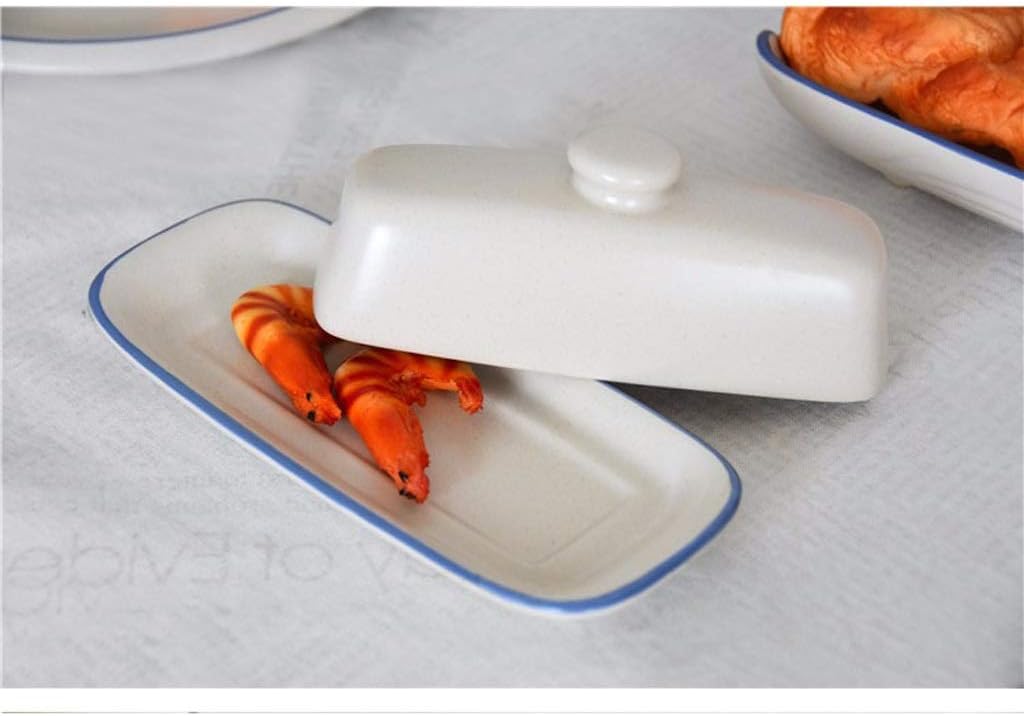 Butter Container Household Butter Box with Lid, Multi Function Enamel Butter Boat, Traditional Butter Plate for All Types of Butter