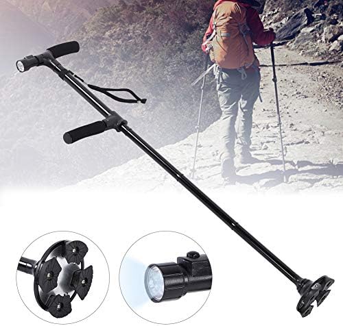 Miniatura 5 de Bastón plegable con luz LED, bastón ajustable para hombres, mujeres, base antideslizante, soporte para otras herramientas de montañismo, accesorios