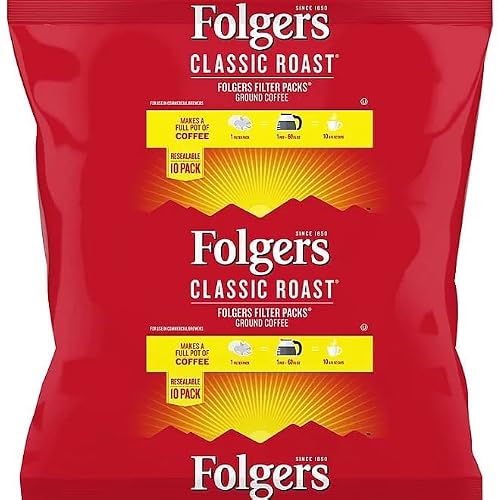 Ground Coffee Filter Packs For Folgers Classic Roast, Medium Roast, 40 Count Total