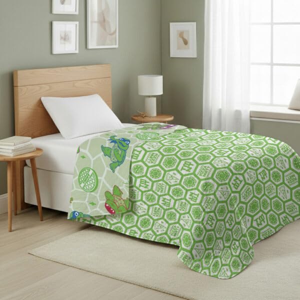 Image of Northwest Nickelodeon Teenage Mutant Ninja Turtles Pizza Party Quilted Throw Blanket, Comfy Throw, Adults Boys Girls, Soft Lightweight Bedding for Bed, or Couch, 60 x 80 inches