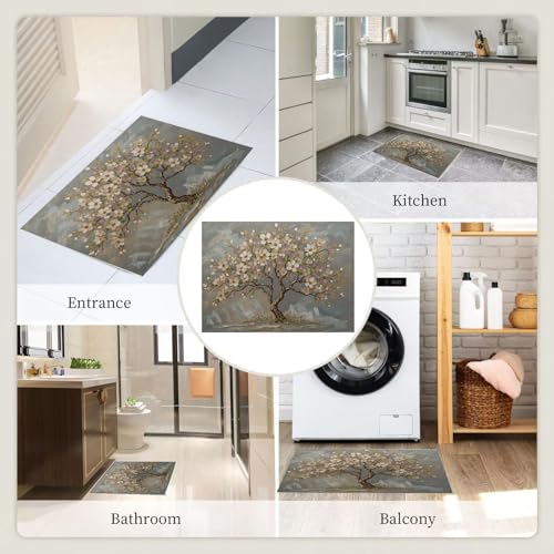Tapis cuisine devant évier lavable et imprimé paysage d'arbres - 8