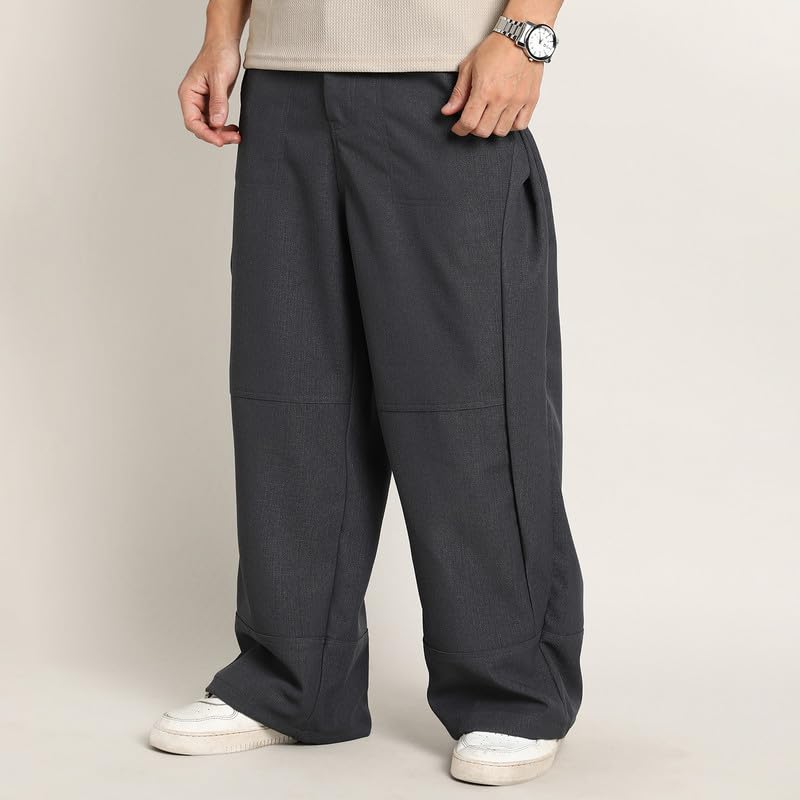 Image of CAHOOT Men's Cargo Trousers for Casual Wear | Mid-Rise | Relaxed Fit | Button Closure | Cargo Pants Crafted with Comfort Fit for Everyday Wear