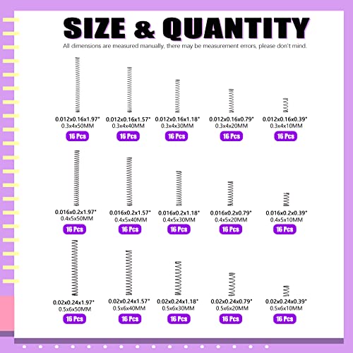 Swpeet 240Pcs 15 Different Sizes Stainless Steel Compression Springs Assortment Kit, Mini Stainless Steel Extension Springs For Shop And Home Repairs, 0.39" To 1.97" Length, 0.16" To 0.24" Od #TOP7
