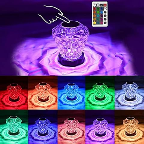 BestYiJo Crystal Lamp, 16 RGB Colors Crystal Diamond Table Lamp, 4 Modes, Touch Control Bedside Lamp with USB Port, Romantic Rose Led Night Light Pour Bedroom,Living Room, etc(Diamond Crystal Lamp) Cover