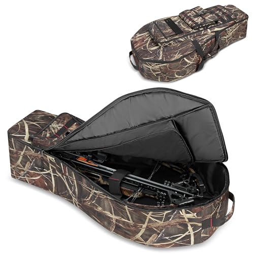 DSLEAF Soft Compound Bow Case Padded Crossbow Case with Arrow Pocket and Backpack Straps Tactical Archery Bow Carrier Bag with Multiple Pockets for Bolts Quivers and Other Essentials