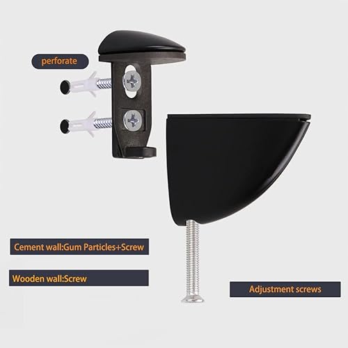 Miniatura 3 de Soportes de estante de vidrio ajustables, 2 soportes de montaje de estantes de vidrio, soportes de pared para estantes de vidrio, color negro