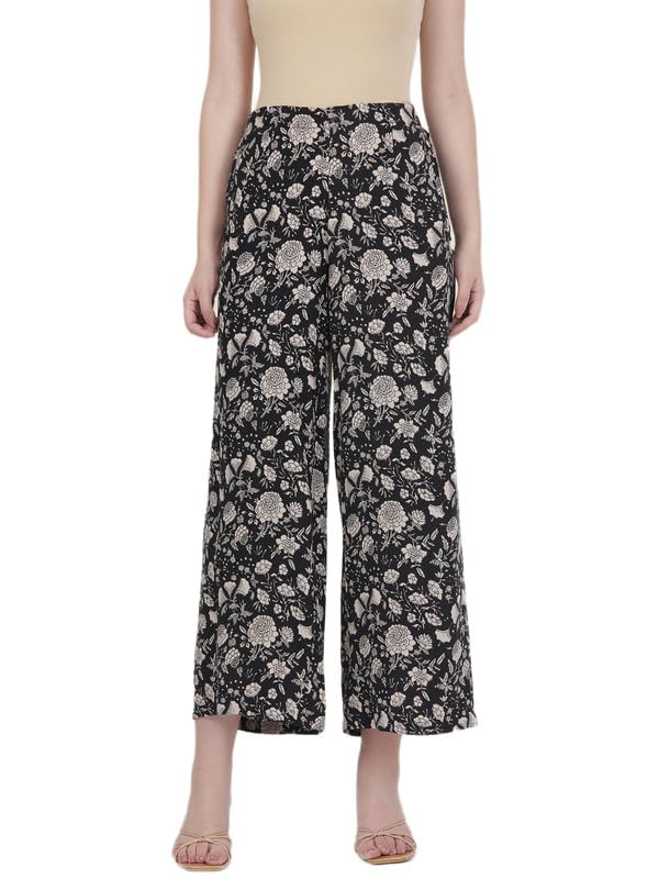 Image of GO COLORS Soft Viscose Printed Palazzo Full Length for Women| Breathable, Mid Rise