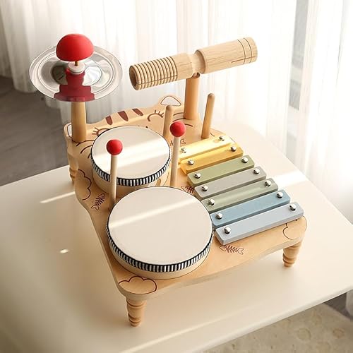 パズル・ノック・ピアノ コンビネーション・セット・ミュージック・ハンド・ドラム木製楽器 赤ちゃんが楽器を叩く 楽器オール音楽具