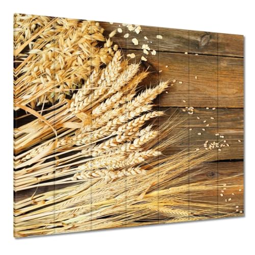  Quadro stampato su tela Wall Art Decor 210x195cm Diversi campi di grano su tavole di legno No. H10730Z_PC7F
