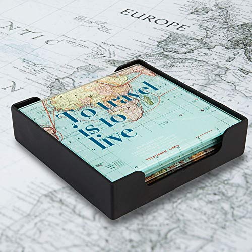 Harvey Makin Explore - Juego de 4 posavasos de cristal con diseño de mapa del mundo