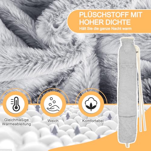 Bouillotte longue 2L avec housse douce et chauffe-mains intégré de 75 cm - 3