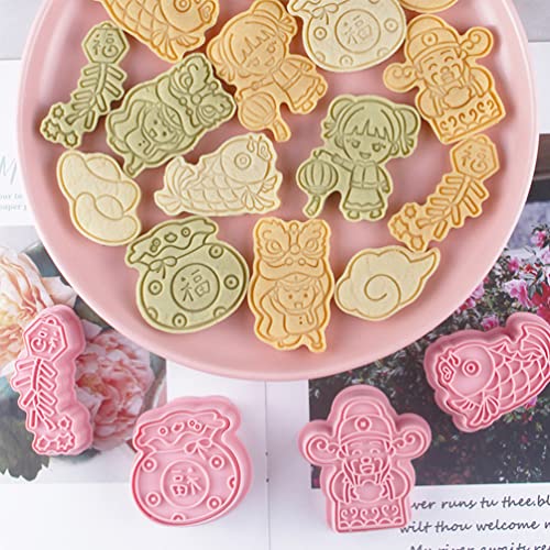 Veemoon Chocolate Molds Chinese New Year Cookie Cutters 8Pcs 3D Chinese Style Biscuit Molds Fondant Molds Cookie Stamp Set Celebrate Chinese New Year Bakeware Tool Chocolate Chip Cookies #TOP1