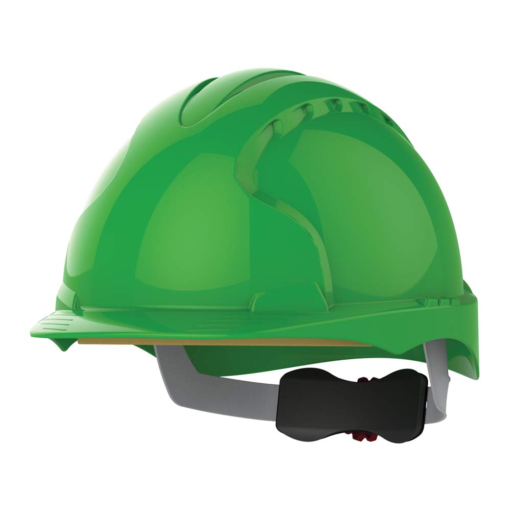 JSP EVO3 Safety Helmet Hard Hat - Non-Vented - Green - Wheel Ratchet Adjustment - Comfortable Adjustable Fabric Harness - Lightweight - For Construction, Electrical & Industrial - EN397, EN50365