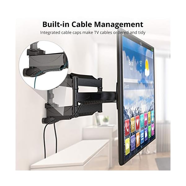 ATUMTEK Tilt Swivel TV Wall Bracket Mount, Full Motion Extension for Most 23-55 Inch Flat Curved TVs, Ceiling TV Bracket with Dual Articulating Arms, Max VESA 400x400mm, Holds Up to 36.4kg - Image 8
