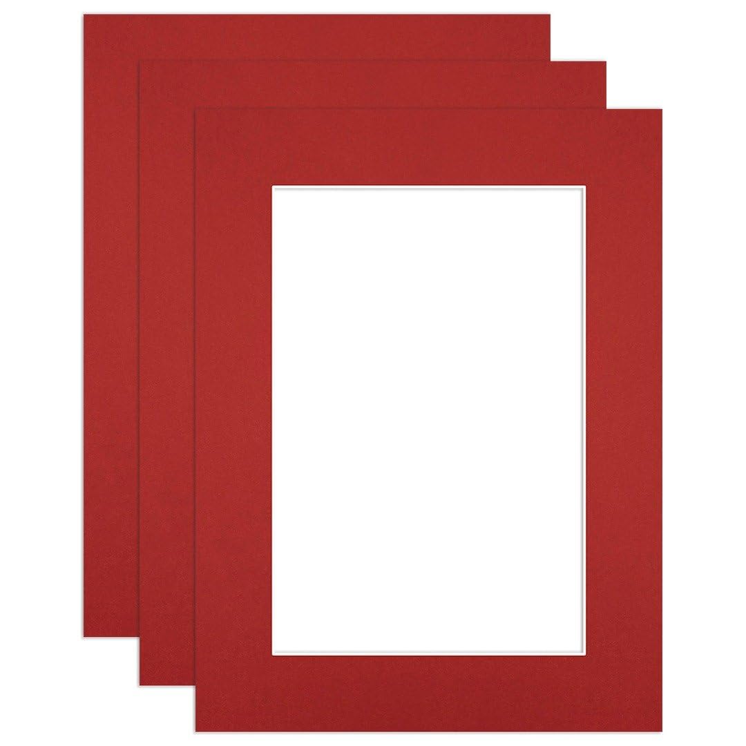 Procut Global 8x6" Crimson Picture Mounts to Fit 6x4" Aperture - Precision Cut Cardboard Photo Mount - Ideal for Frames, Prints, Artwork & Certificates - Sizes & Colours Available - 3 Pack — image 1