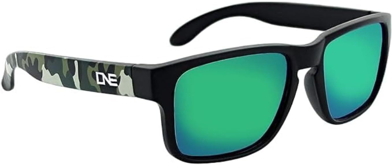 Optic Nerve, Matte Black/Camo Polarized Smoke w/Green Mirror