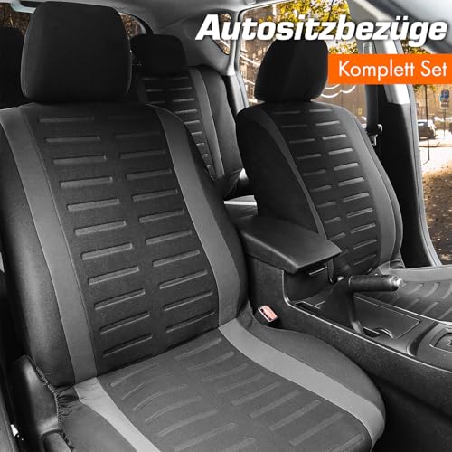 Upgrade4cars Autositzbezüge Set Universal | Auto-Schonbezüge für die Vordersitze & Rückbank in Grau