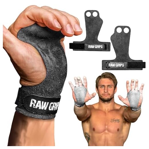 JerkFit Raw Grips 3.0, 2 Finger Leather Gymnastics Grips (Medium) - Pull Up Grips for Cross Training Hand Protection - Hand Grips for Gymnastics Bars, Palm Guards for Athletes to Prevent Rips Blisters